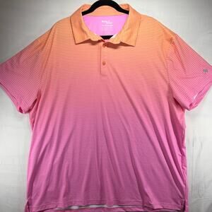 Birdie Bound Men’s 3XL Pink Orange Ombre Striped Stretch Golf Polo Shirt